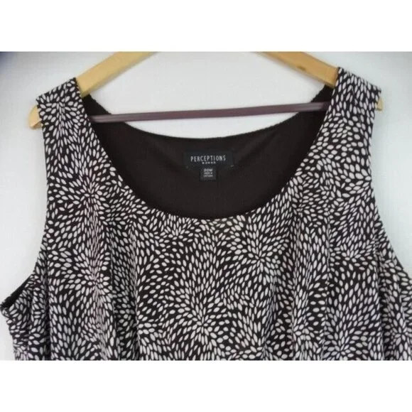 Perceptions Women's Dress Plus Size 20W Brown & White Sleeveless Midi Dress - Picture 2 of 8